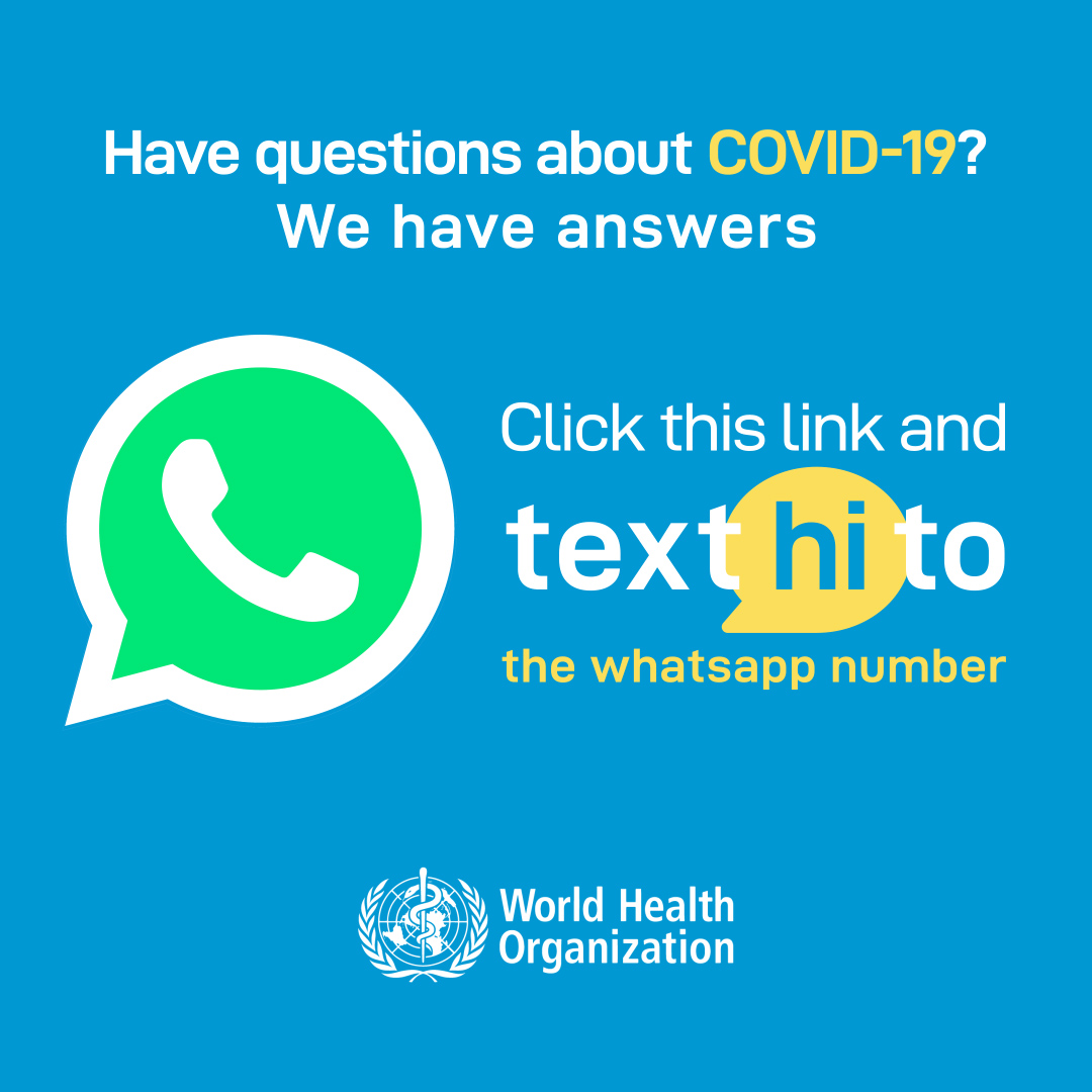 La Organizacion Mundial de La Salud junto a Whatsapp y Facebook lanzan servicio de información del Corona Virus Covid19