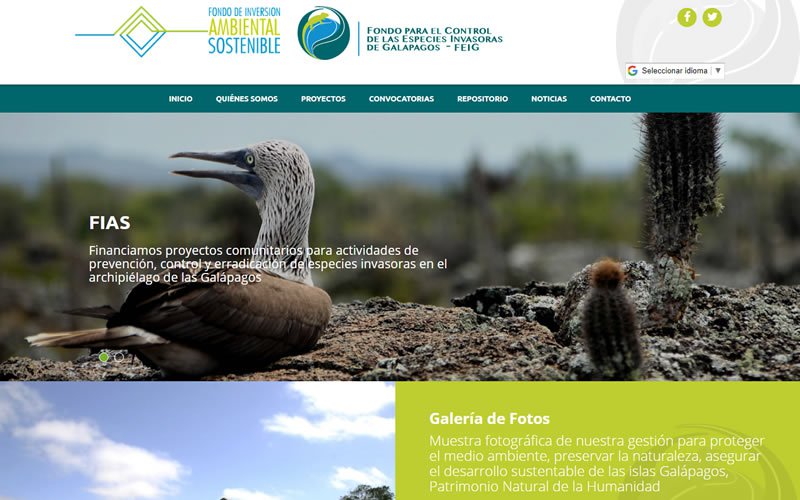 Diseño Web con Portafolio proyectos del Fondo para el Control de las Especies Invasoras de Galápagos