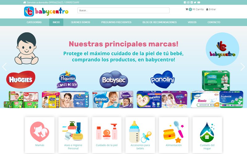 Ecommerce Catálogo Baby Centro Ecuador Distribuidora de Productos para el cuidado de el bebé