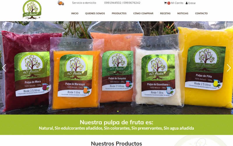 Catálogo Ecommerce de Productos de Pulpa de Fruta Esfruta, Proveedor de Pulpa de Frutas
