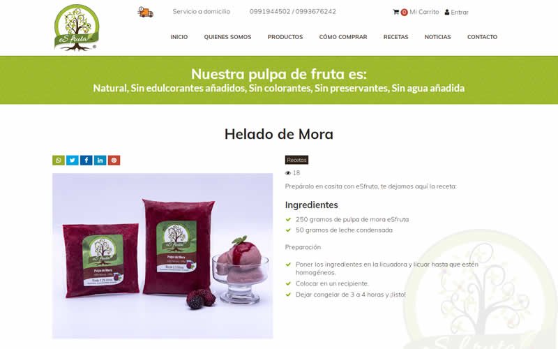Catálogo Ecommerce de Productos de Pulpa de Fruta Esfruta, Proveedor de Pulpa de Frutas