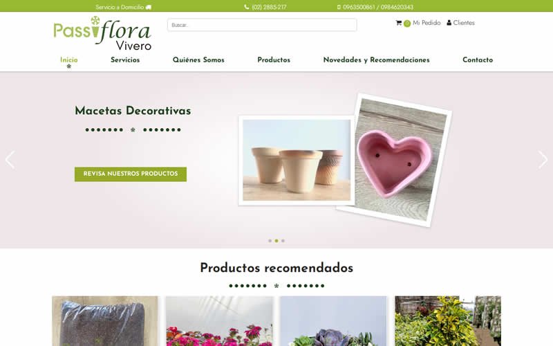 Catálogo Ecommerce de Productos para Passiflora Vivero
