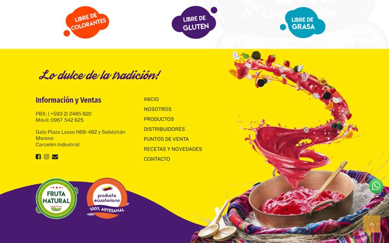 Página Web, catálogo de Productos y Servicios para Helados de Paila 5ta Generación Rosalía Suárez