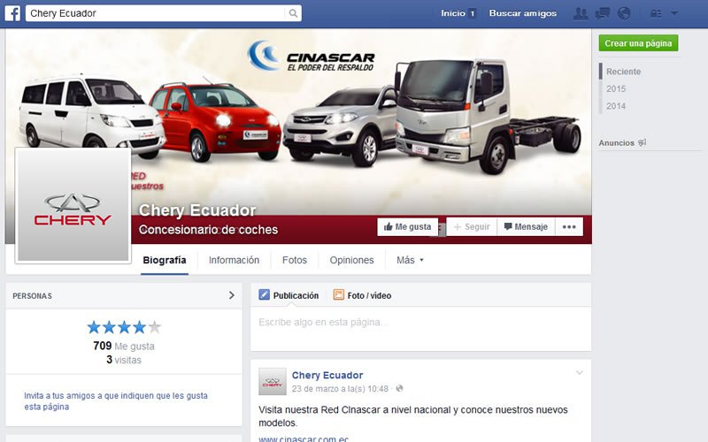 Soporte Redes Sociales Cinascar Chery