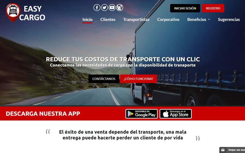 Portal Web EasyCargo APP para Transporte pesado