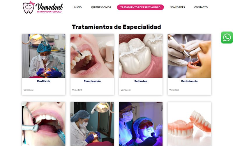 Catálogo Web de Servicios Odontológicos Vemedent