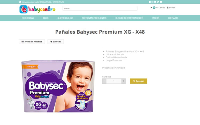 Ecommerce Catálogo Baby Centro Ecuador Distribuidora de Productos para el cuidado de el bebé