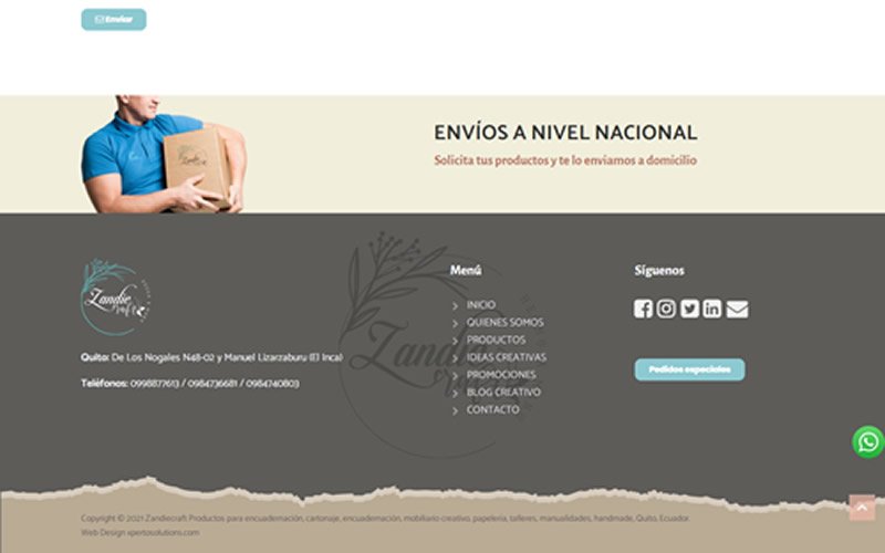 Página web con catálogo de Productos para Crafting Ecuador