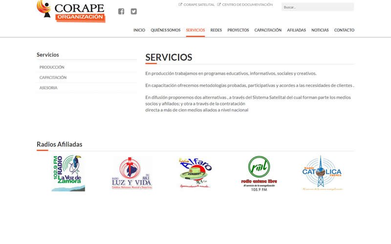 Sitio Web Corape Organización